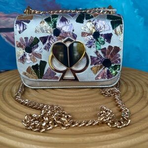 Kate Spade Nicola Floral Twistlock Crossbody Shoulder Leather Bag Purse Limited